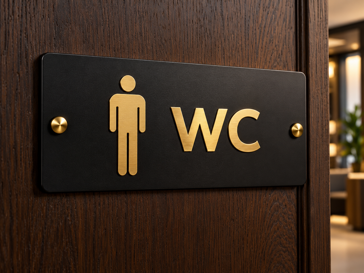 WC Men — Metal Restroom Sign