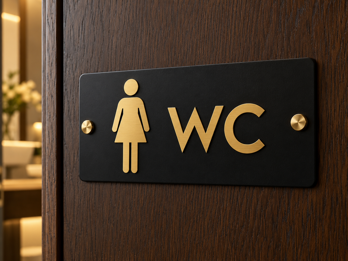 WC Women — Metal Restroom Sign